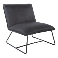 OSP Home Furnishings BRC51-P43 Brocton Chair in Charcoal Faux Leather with industrial steel Frame